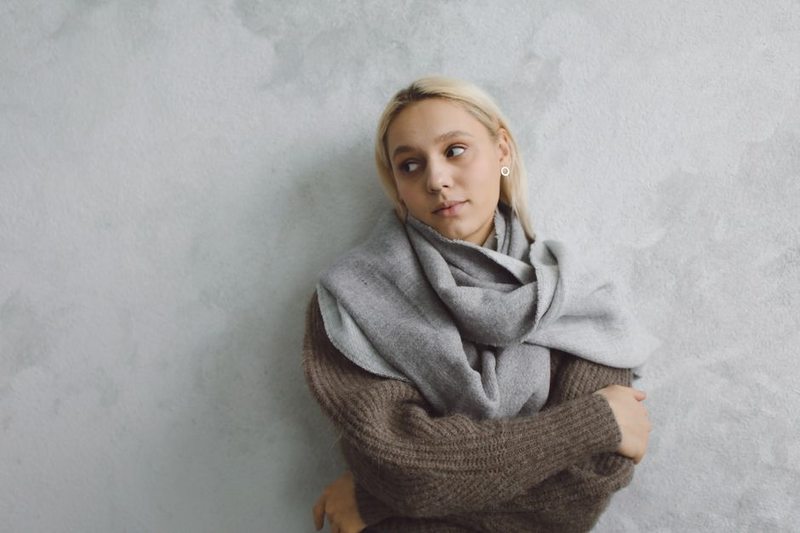 Olive Knit Cotton Scarf